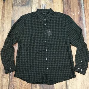 Axis Button Down Shirt Mens Size XL Black Gold Check Casual NWT Rayon Polyester